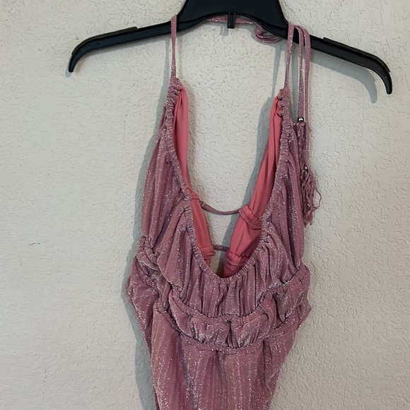 RAMY BROOK Marta Strapless Metallic One Piece Swimsuit In Pink - Picture 9 of 14